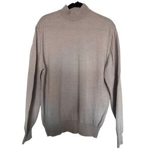 Ferrante  L Light Grey 100% Extrafine Merino Wool Mock Neck Sweater